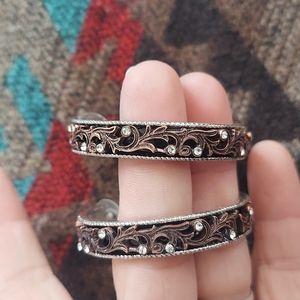 Med scroll hoop earrings